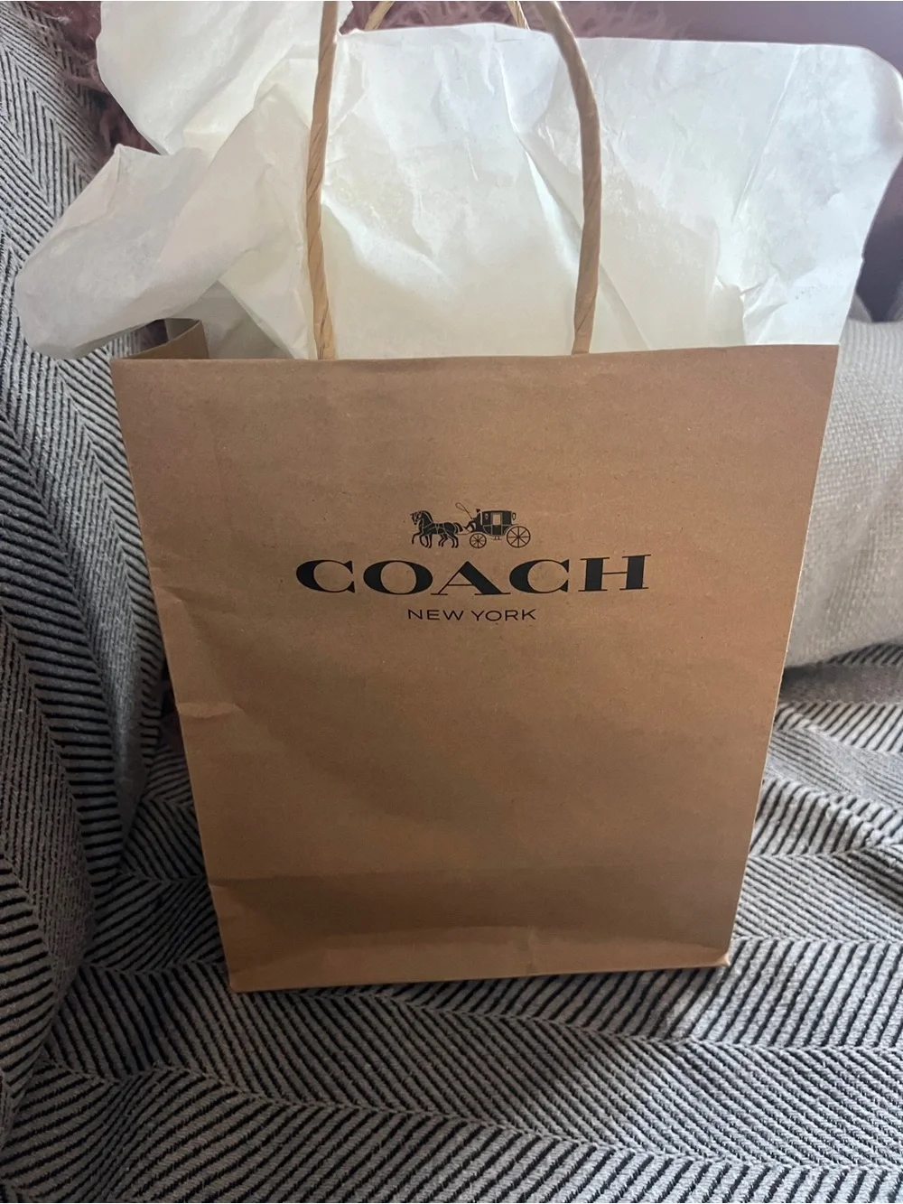 COACH Brown Gift Box, Bag & Orange Ribbon